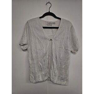 Bentley Sweater Womens Large Short Sleeve Cardigan Knit Open Front Vintage Style
